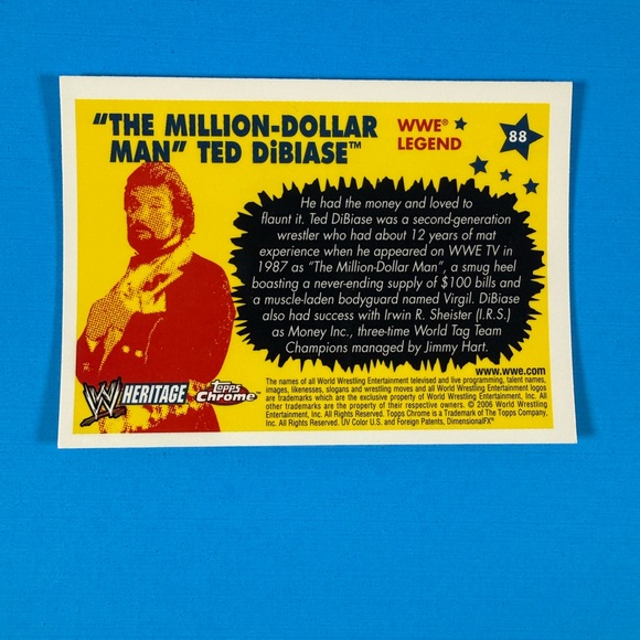 "The Million-Dollar Man" Ted DiBiase 2006 Topps Heritage Chrome WWE Card #88 - Picture 2 of 2
